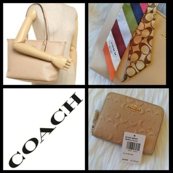 COACH ZIP TOTE ZIP SHOULDERBAG AND COACH WALLET SET NWOT - Picture 1 of 11